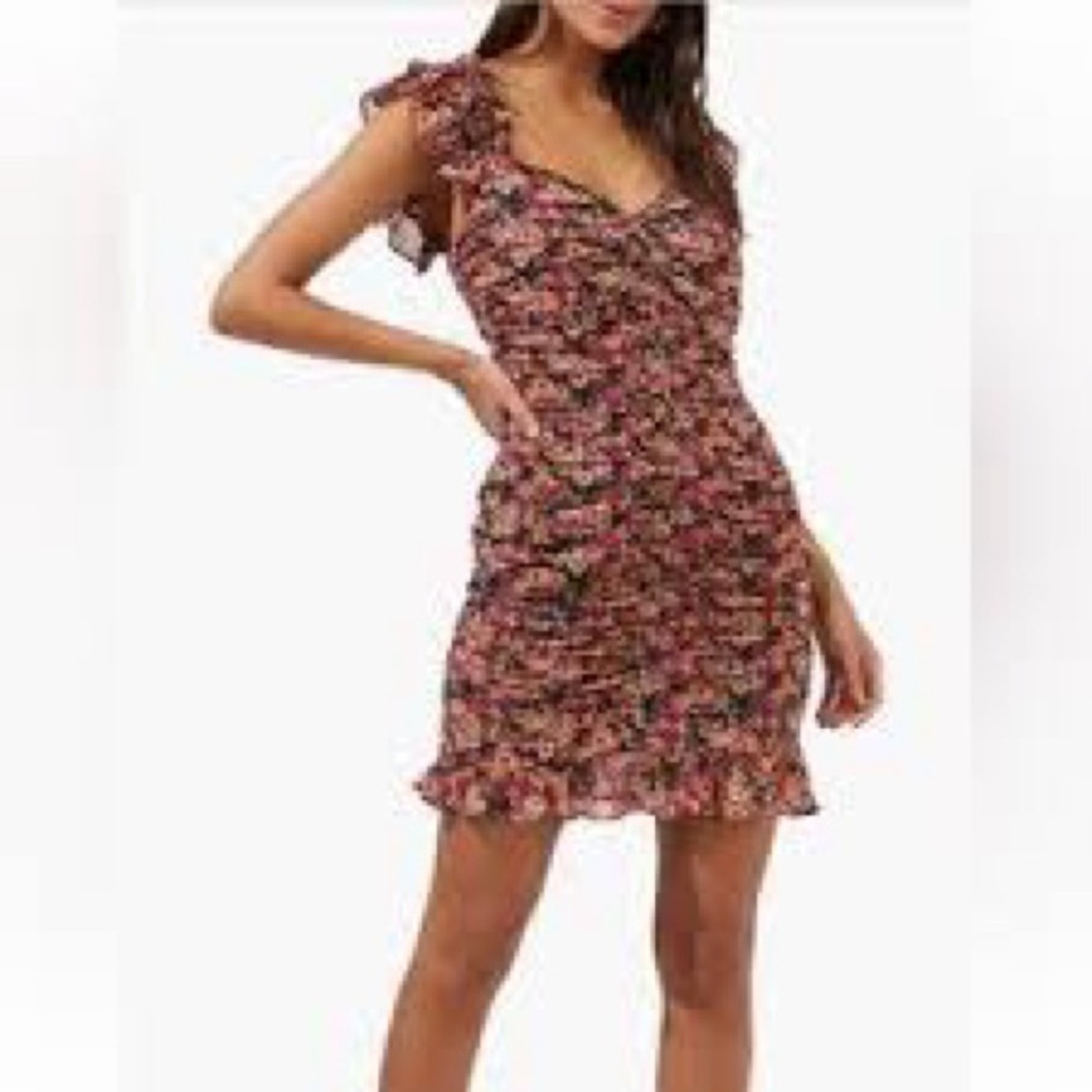 EUC Astr Red Ruched Sweetheart Mini Dress
